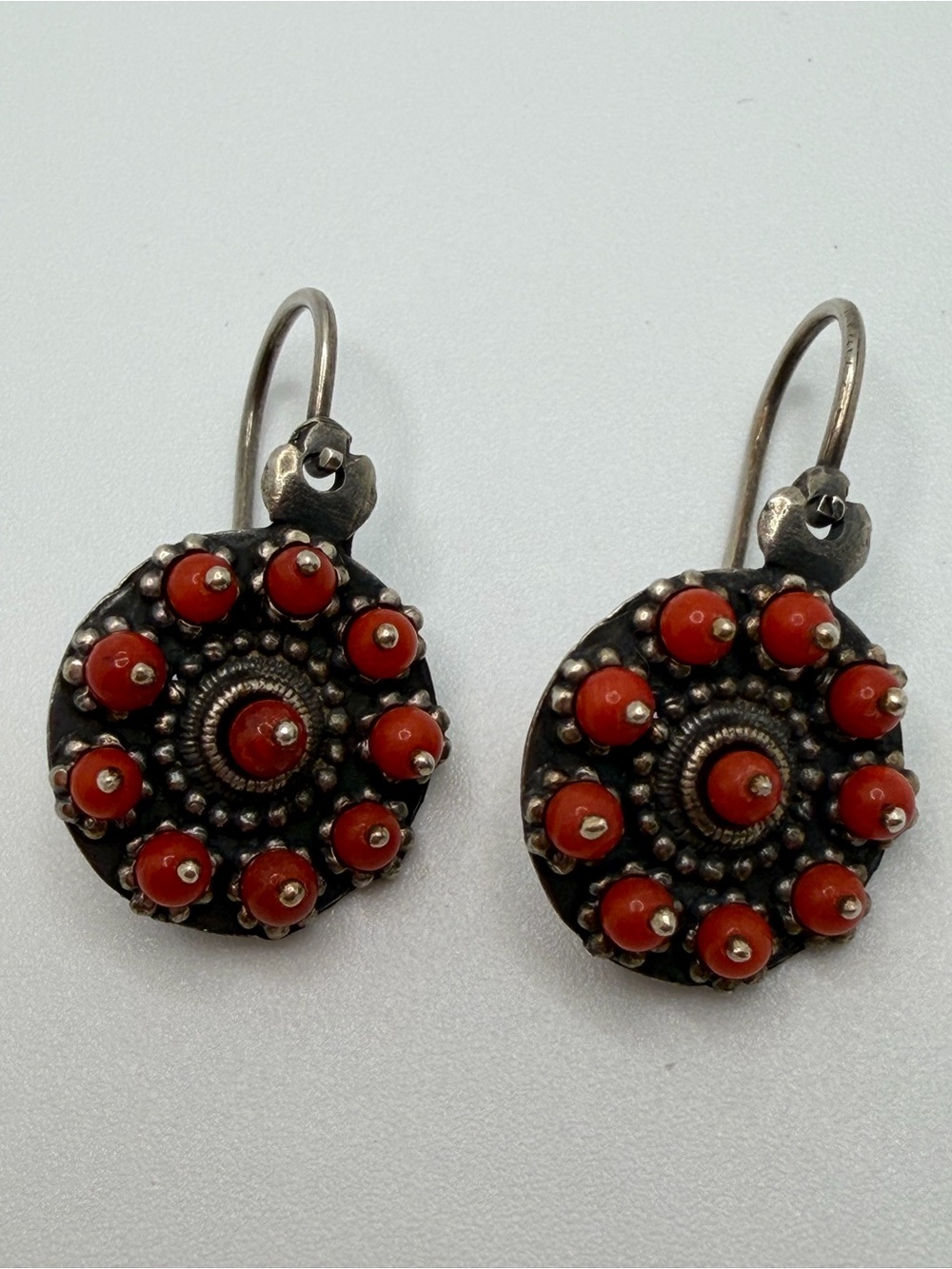 Adriatic Red Coral Silver 925 Earrings Oš-020-Ag